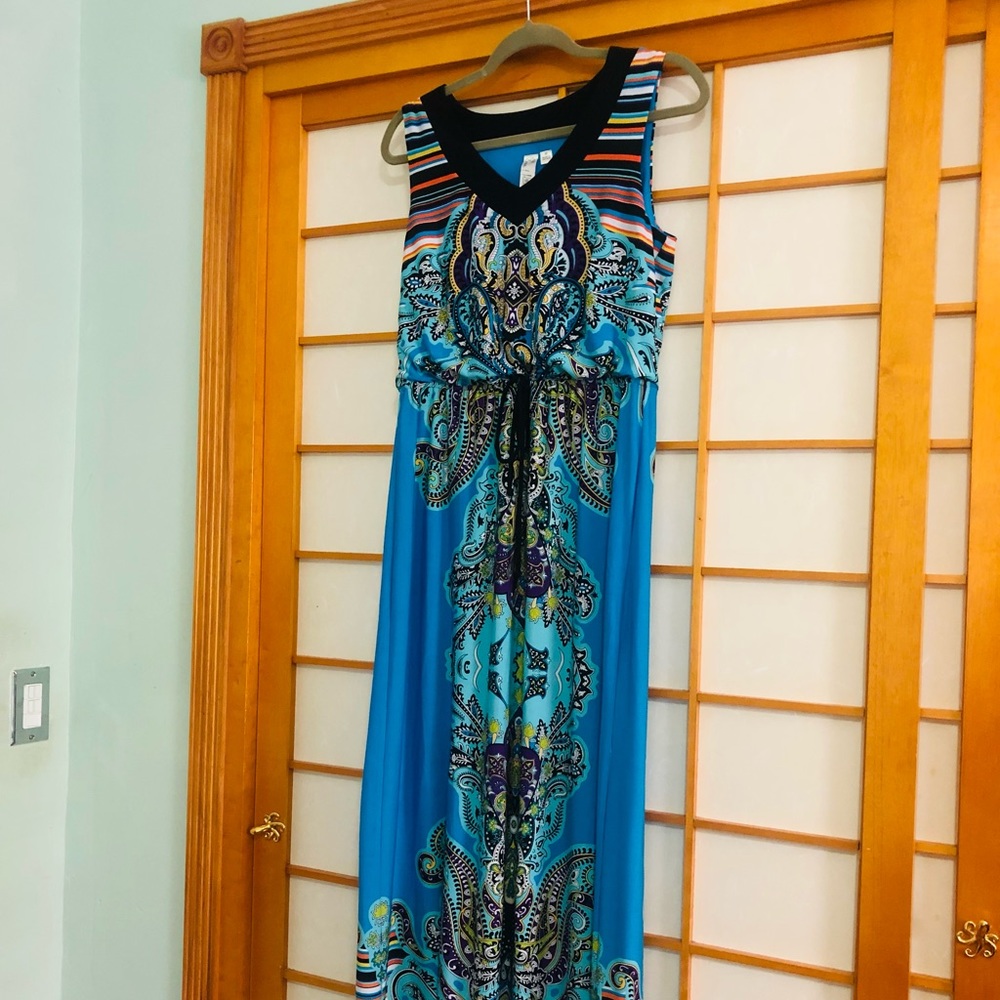 Emma & Michele summer turquoise maxi dress, size medium